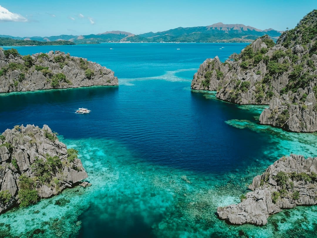 Blue sea and coastal landscape near Moalboal, Cebu